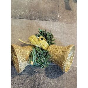 Glitter gold Bells mistletoe ornament Xmas